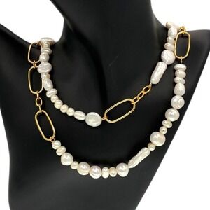 Mignonne Gavigan Renata Double Collar Pearl Necklace 14k Gold Plated